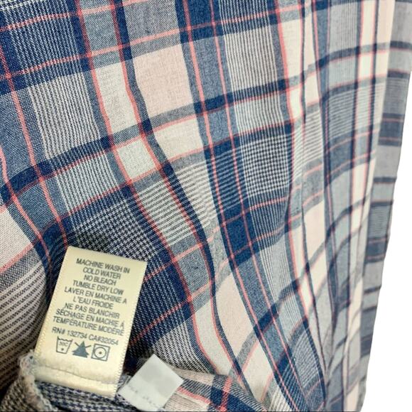 Cloth & Stone Plaid Sleeveless Button Down Collared Mini Shirt Dress Blue Small - Picture 6 of 8